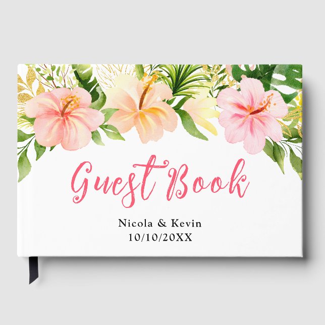 Libro De Visitas Boda floral de jungla tropical (Anverso)