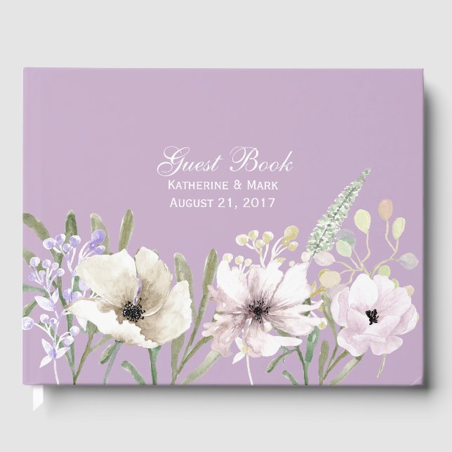 Libro De Visitas Boda Floral de Lavender (Anverso)
