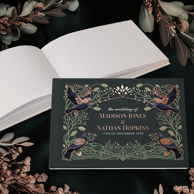 Libro De Visitas Boda floral de Raven gótico encantado (Subido por el creador)