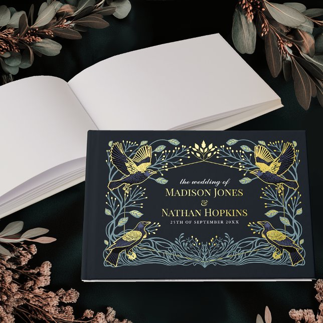 Libro De Visitas Boda floral de Raven gótico encantado (Subido por el creador)