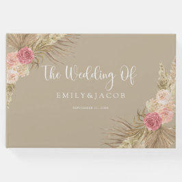 Libro De Visitas Boda Floral de Taupe Boho