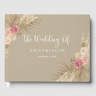 Libro De Visitas Boda Floral de Taupe Boho