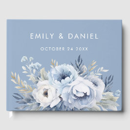 Libro De Visitas Boda floral divino azul espléndido