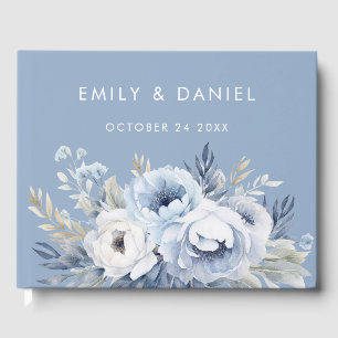 Libro De Visitas Boda floral divino azul espléndido