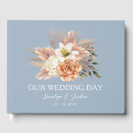 Libro De Visitas Boda Floral Dusty Blue Peach