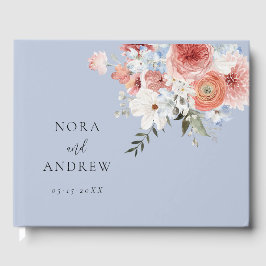 Libro De Visitas Boda floral Dusty Blue Rubor