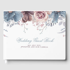 Libro De Visitas Boda Floral Dusty Blue y Mauve