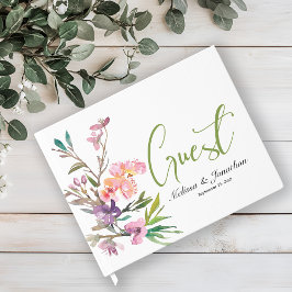Libro De Visitas Boda floral elegante de flor de cerezo rosa