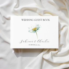 Libro De Visitas Boda floral elegante de margarita acuarela