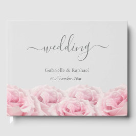 Libro De Visitas Boda floral elegante gris rosa Rubor Roses