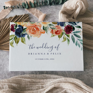 Libro De Visitas Boda floral elegante multicolor