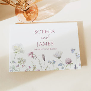 Libro De Visitas Boda Floral Flores de Flor Silvestre Elegante