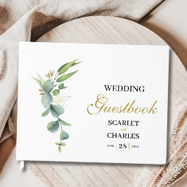 Libro De Visitas Boda floral geométrica de eucalipto
