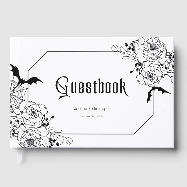 Libro De Visitas Boda floral gótica temperamental (Anverso)