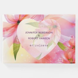 Libro De Visitas Boda Floral Heart Pink Dewdrop