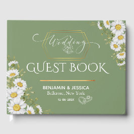 Libro De Visitas Boda floral Minimalista Sage Green Gold