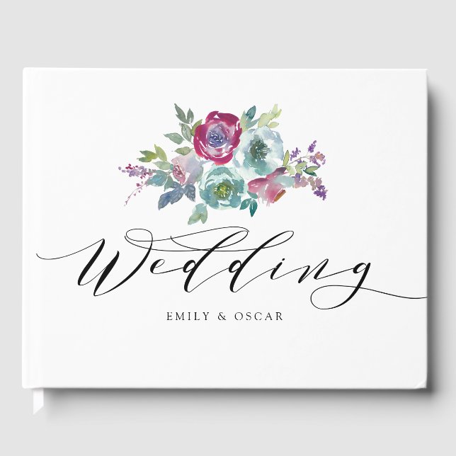 Libro De Visitas Boda Floral Mint & Mauve (Anverso)