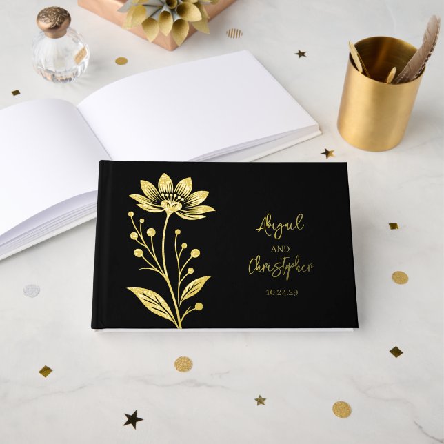 Libro De Visitas Boda Floral Ornamentada (Anverso Abierto)