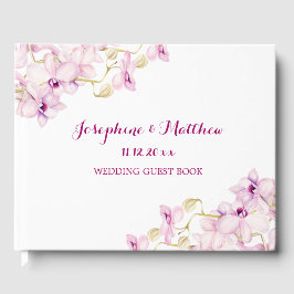 Libro De Visitas Boda Floral Orquídea Púrpura Tropical