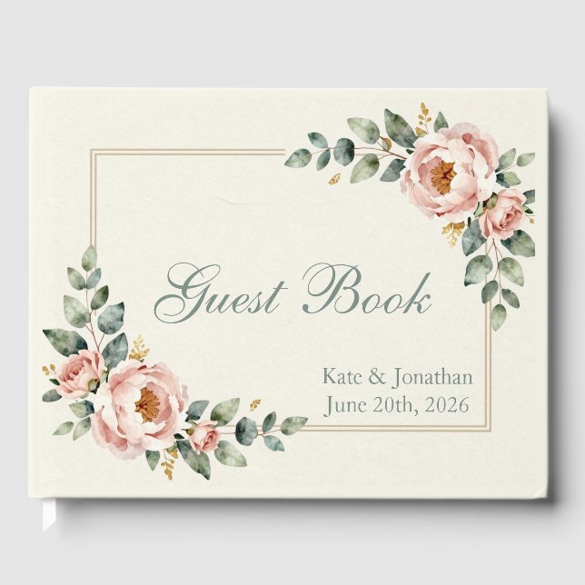 Libro De Visitas Boda Floral Personalizable (Anverso)