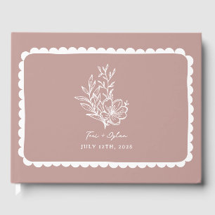 Libro De Visitas Boda Floral Pink Bouquet Scalloped