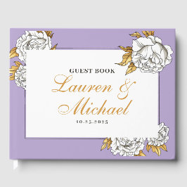 Libro De Visitas Boda floral Purple White Rose Carnation Spring