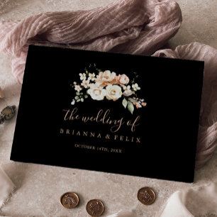 Libro De Visitas Boda floral real formal negro