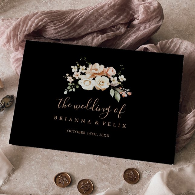 Libro De Visitas Boda floral real formal negro (Subido por el creador)