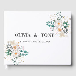 Libro De Visitas Boda floral romántico simple