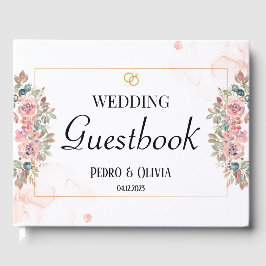 Libro De Visitas Boda floral rosa moderno