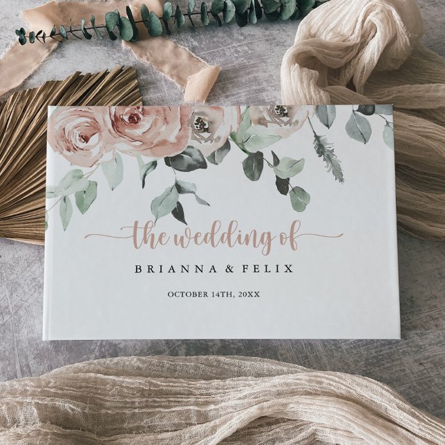 Libro De Visitas Boda floral rosa rosa rosado clásico (Subido por el creador)