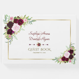 Libro De Visitas Boda floral Royal Burgundy Marsala