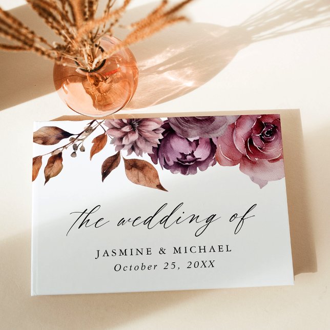 Libro De Visitas Boda floral Rustic Autumn Marsala (Subido por el creador)