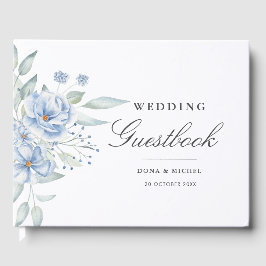 Libro De Visitas Boda Floral Rustic Blue Winter