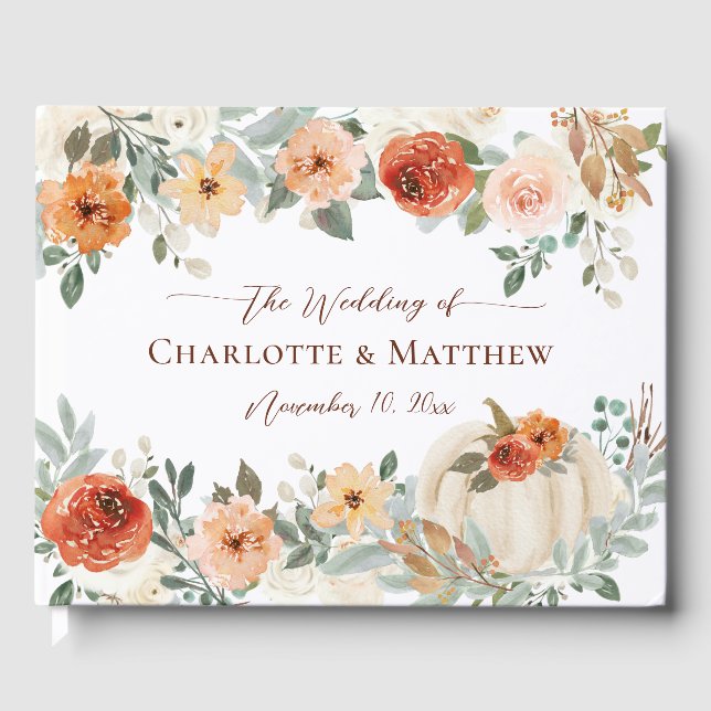 Libro De Visitas Boda floral Rustic Boho Fall (Anverso)