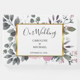 Libro De Visitas Boda floral rústico y elegante de acuarela botánic