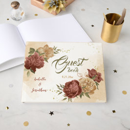 Libro De Visitas boda floral terracota tono tierra