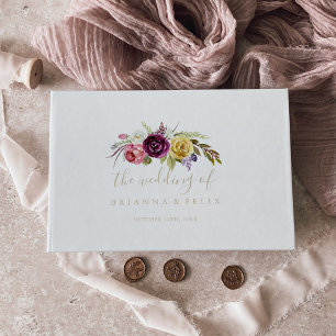 Libro De Visitas Boda floral tropical Gold Boho