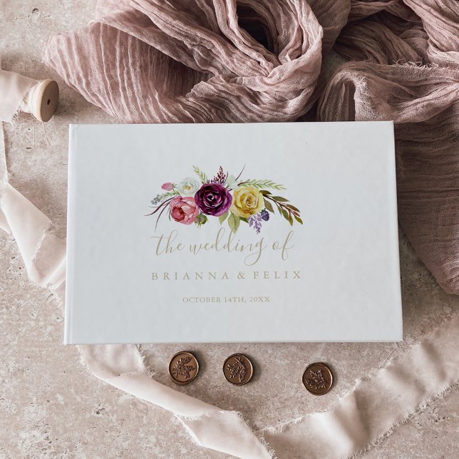 Libro De Visitas Boda floral tropical Gold Boho (Subido por el creador)