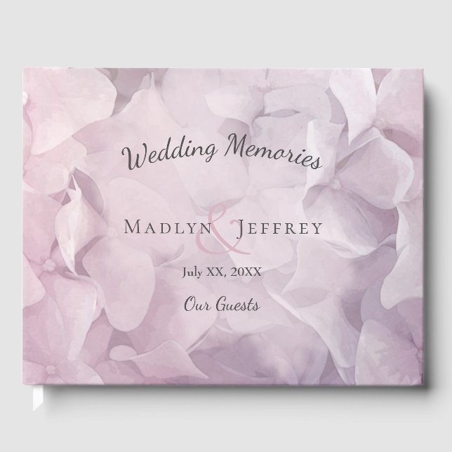 Libro De Visitas Boda floral veraniego Rubor Pink Purple Hydrangea (Anverso)