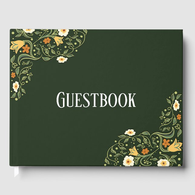 Libro De Visitas Boda floral verde (Anverso)