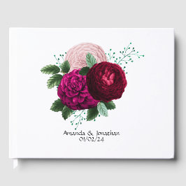 Libro De Visitas Boda floral Viva Magenta