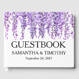 Libro De Visitas Boda floral Wisteria Purple Watercolor
