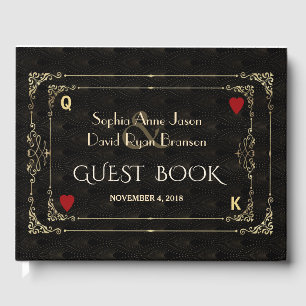 Libro De Visitas Boda Flourish Gold Art Deco Casino Vegas Poker