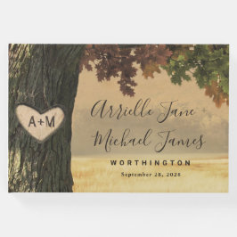 Libro De Visitas Boda Forestal Rústico del País del Oble Tallado Ca