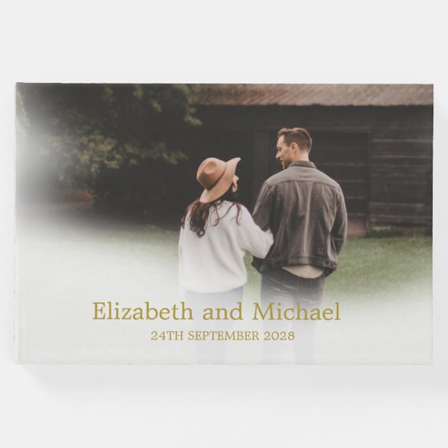 Libro De Visitas Boda Foto Boda Elegante Oro (Anverso)