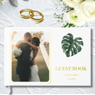 Libro De Visitas Boda Foto de Green Leaf Monstera Boda