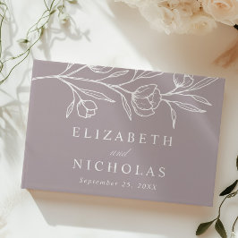 Libro De Visitas Boda fotográfico de Dusty Purple Floral esbozado