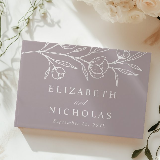 Libro De Visitas Boda fotográfico de Dusty Purple Floral esbozado (Subido por el creador)