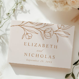 Libro De Visitas Boda fotográfico de floral y cobre esbozado